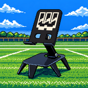 workplay claw of density device stand pixel art image on lacrosse field 