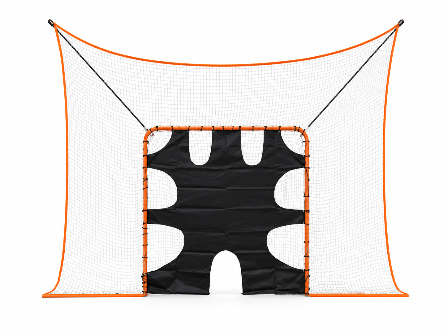 lacrosse goal net with removable black goal shield front view