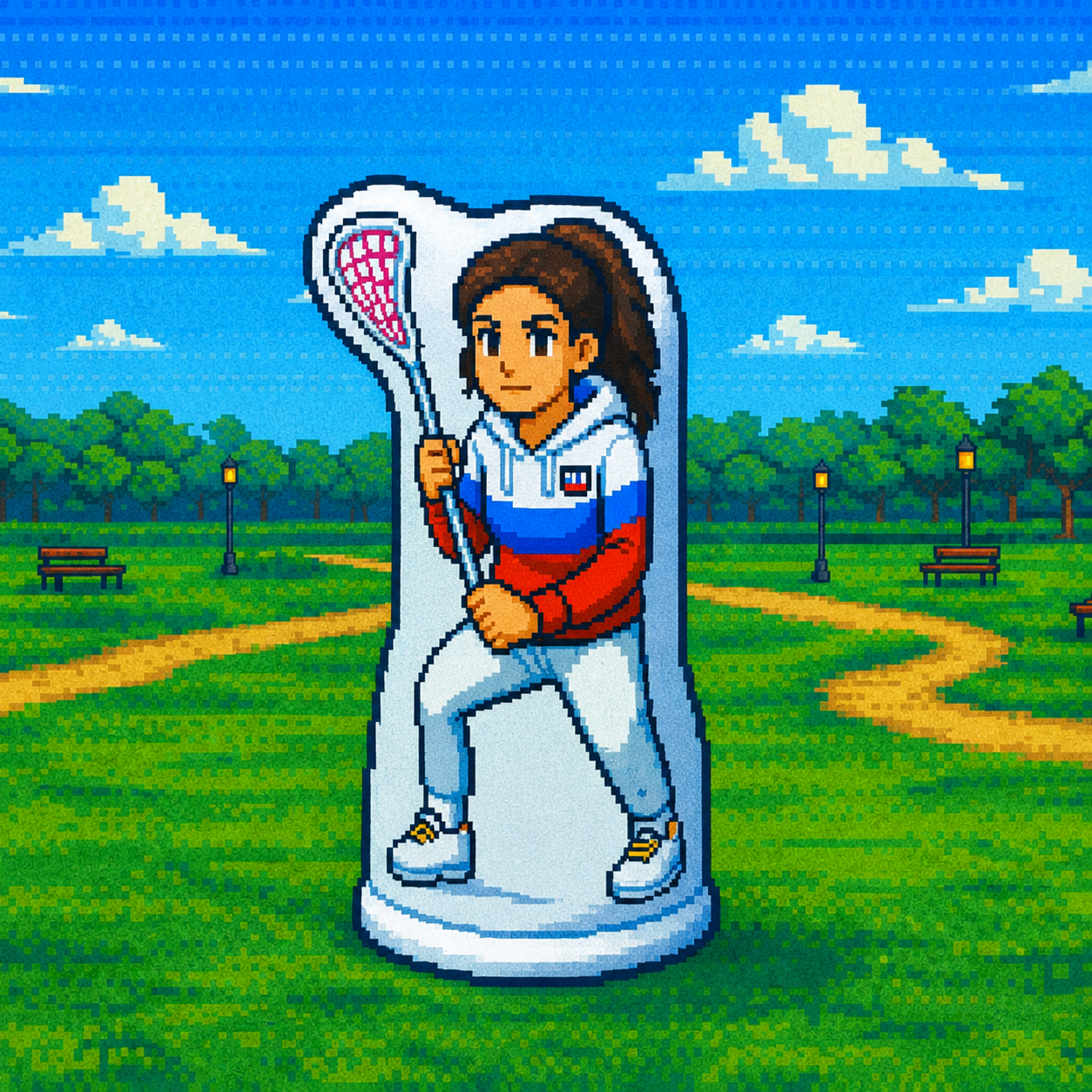 player 2 training partner pixel art background female