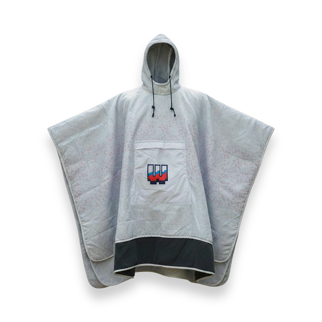 Workplay Fallball Poncho front view with hood and front pocket