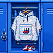Workplay Fallball Poncho pixel art in locker room