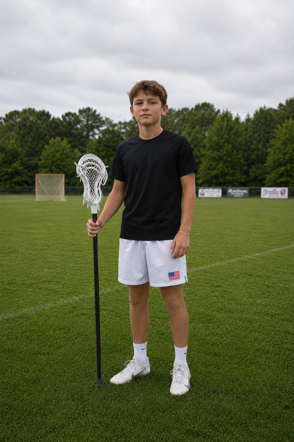 youth athlete wearing Workplay freedom shorts on lacrosse field