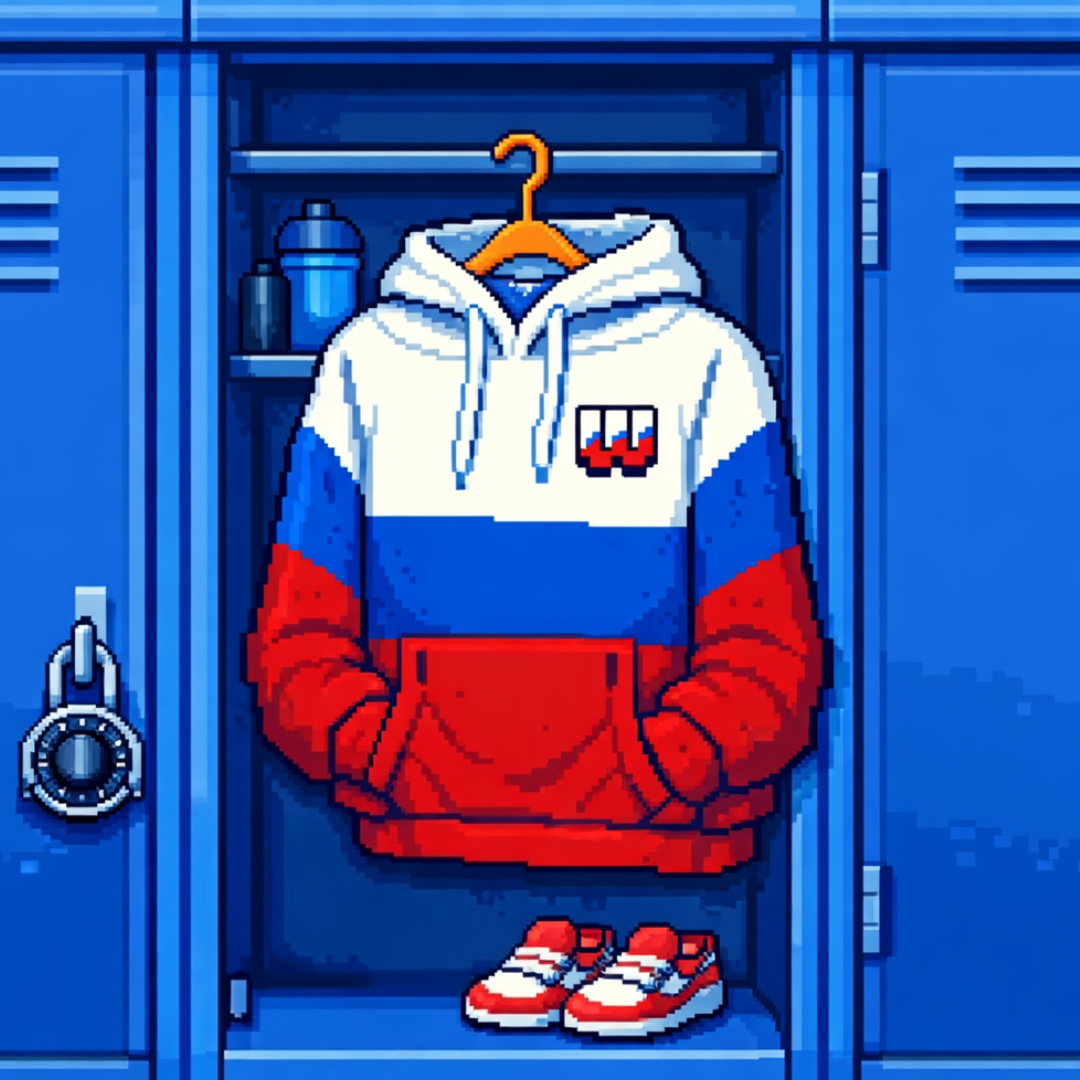 Workplay game face hoodie pixel art locker room
